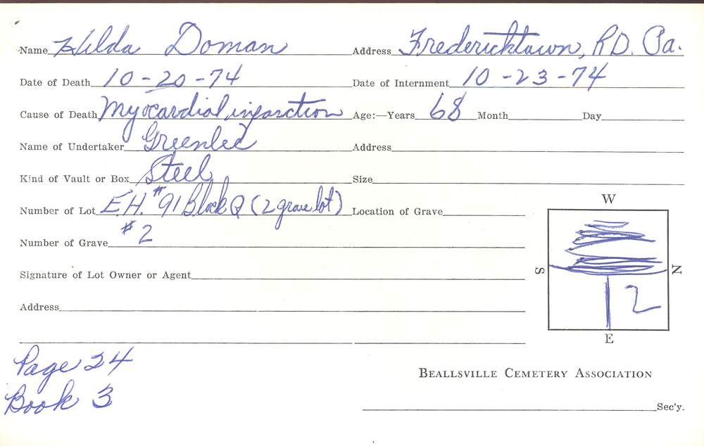 burial card